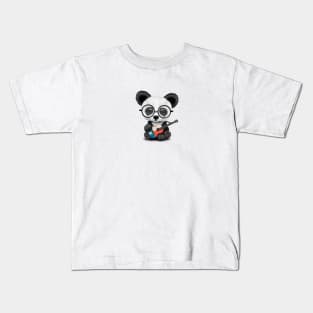 Baby Panda Playing Texas Flag Guitar Kids T-Shirt